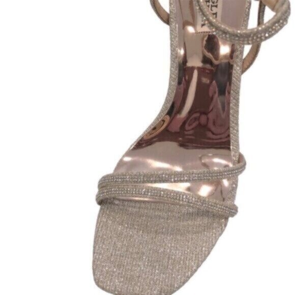 NWT Badgley Mischa Platinum Metallic Block Heel Bridal Sexy Dressy Sandals 9 - Picture 4 of 10